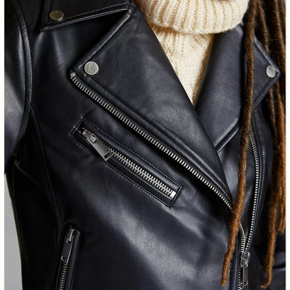 Avec Les Filles Faux Leather Jacket Black Size S - Picture 3 of 9